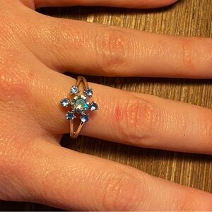 Dazzling Blue and Silver Blossom Ring